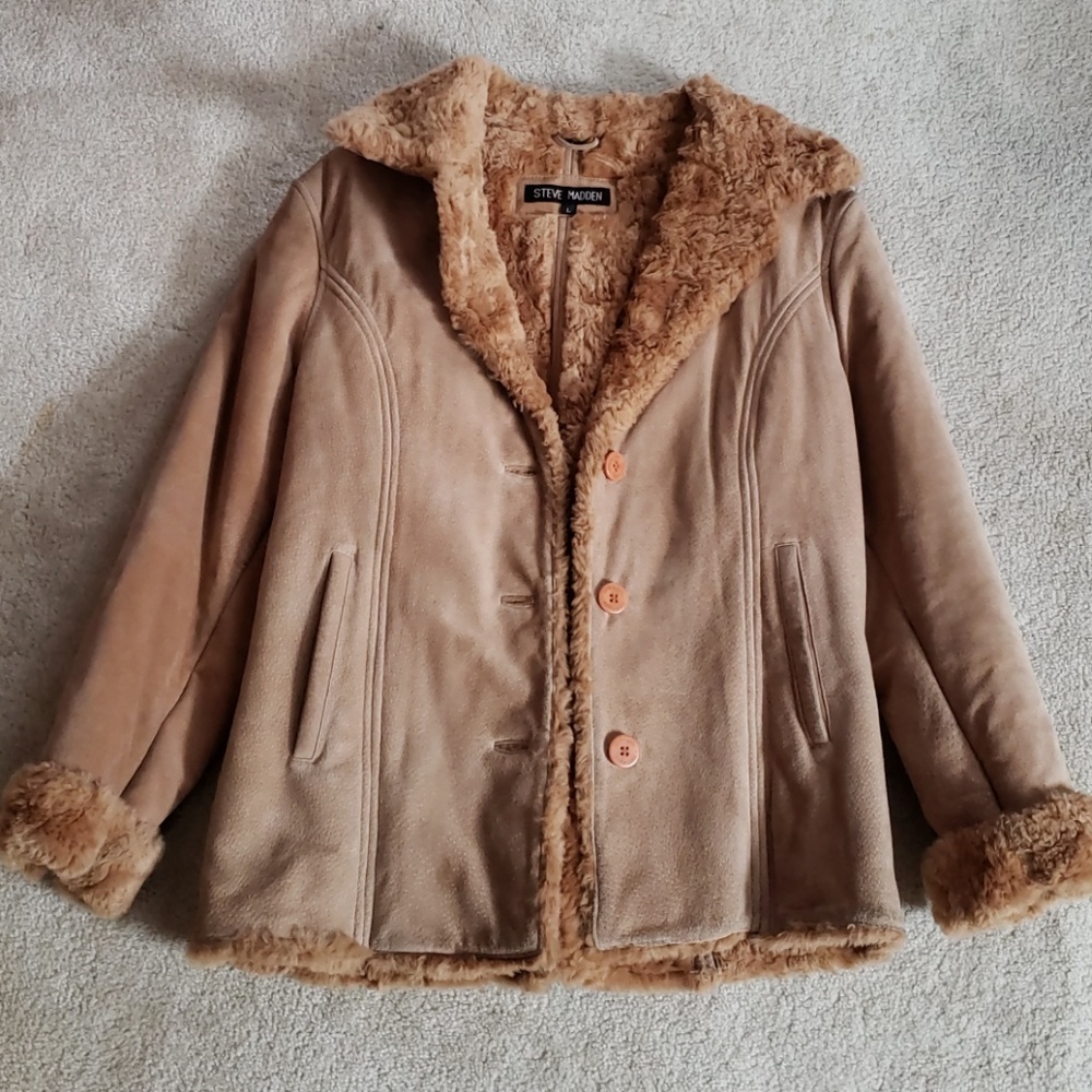 Vintage Suede fur coat-  Teddy Bear